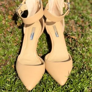 • BCBGeneration Pointy Toe Ankle Strap Wedge •